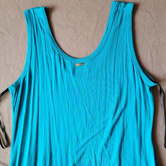 Calvin Klein Dress Womens Medium Asymmetrical Ruffle Aqua Blue Beach - Picture 12 of 16